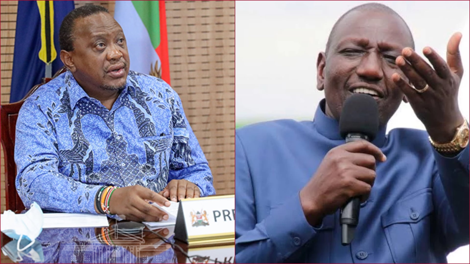 Collaged images of former president Uhuru Kenyatta and President William Ruto.